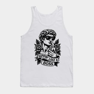 Sipping Like a Boss – David Statue Tattoo Parody Tank Top